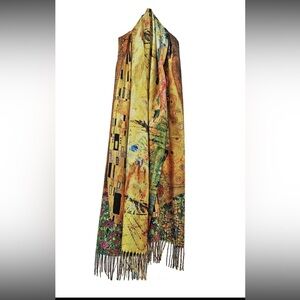 Gustav Klimt “The Kiss” Art Scarf Shawl SOLIMEMORY Soft Wool Blend NWT